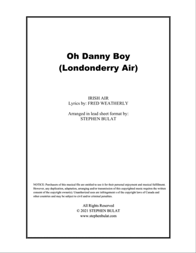 Oh Danny Boy (Londonderry Air) - Lead sheet (key of Ab)