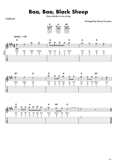 Baa, Baa, Black Sheep (one string melody)