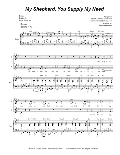 My Shepherd, You Supply My Need (for 2-part choir - (SA)