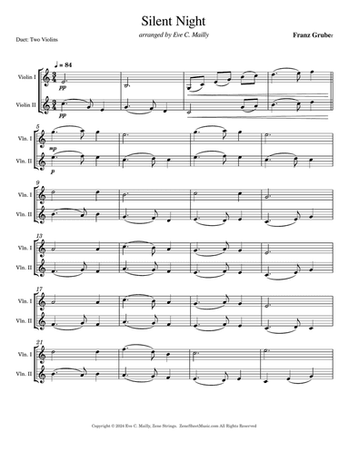 Silent Night - Duet for Two Violins