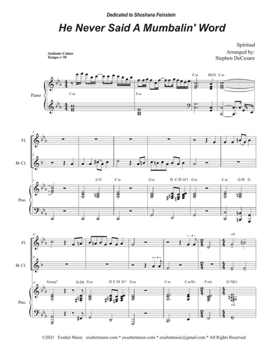 He Never Said A Mumbalin' Word (Duet for Flute and Bb-Clarinet)