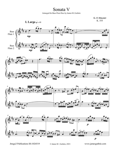 Handel: Sonata No. 5 for Bass Flute Duo