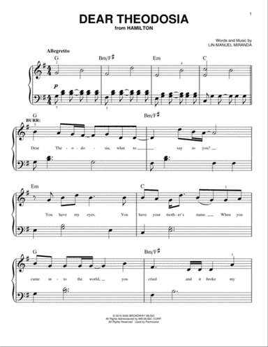 Dear Theodosia (from Hamilton)
