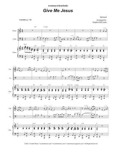 Give Me Jesus (Duet for Violin and Cello)