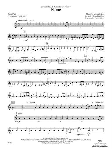 Fame (from the motion picture Fame): (wp) B-flat Tuba T.C.