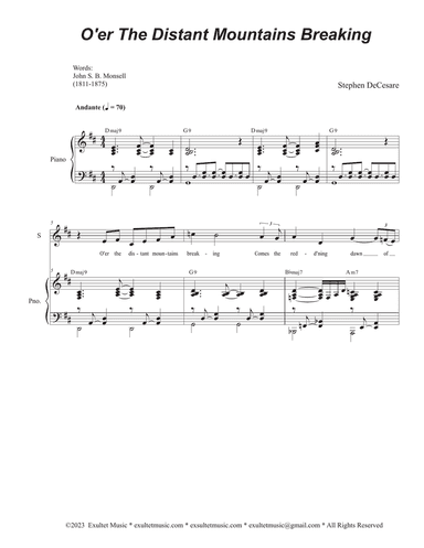 O'er The Distant Mountains Breaking (SATB)