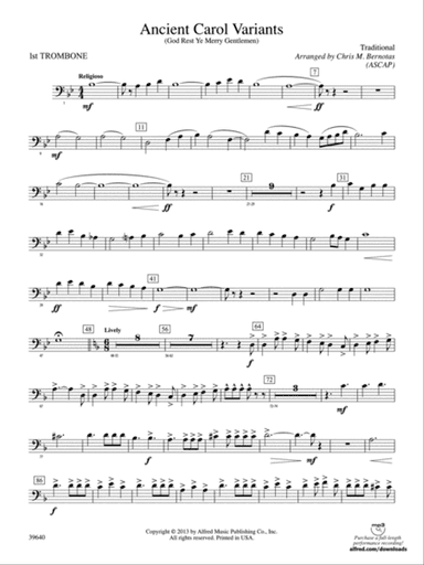 Ancient Carol Variants: 1st Trombone