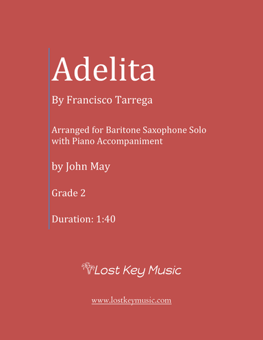Adelita-Baritone Saxophone Solo (Optional Piano Accompaniment)