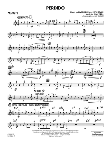 Perdido (arr. Mark Taylor) - Trumpet 1
