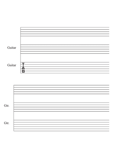 Vocal/Guitar/Tab Manuscript Paper