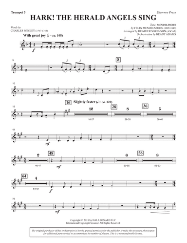 Hark! The Herald Angels Sing (Orchestra) (arr. Heather Sorenson) - Bb Trumpet 3