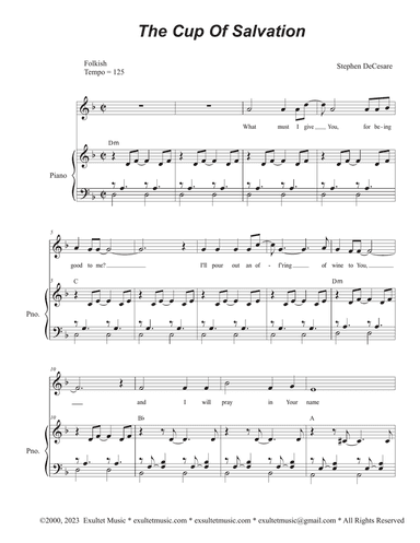 The Cup Of Salvation (Vocal solo - Medium Key)