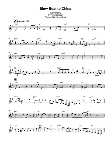 On A Slow Boat To China (clarinet solo)
