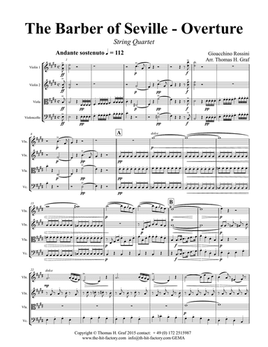 The Barber of Seville - Overture - String Quartet - E