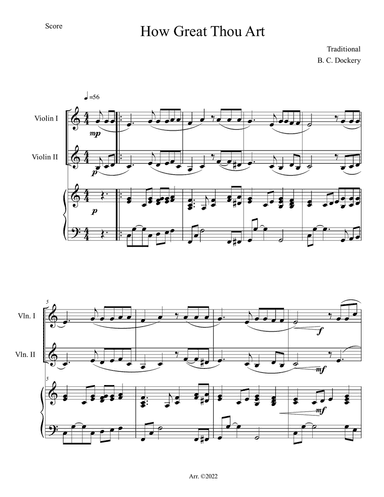 How Great Thou Art (Violin Duet with Piano Accompaniment)