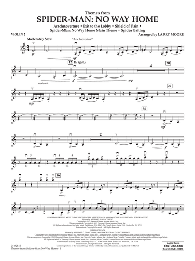 Themes from Spider-Man: No Way Home (arr. Larry Moore) - Violin 2
