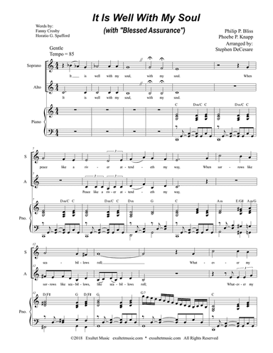It Is Well With My Soul (with "Blessed Assurance") (for 2-part choir - (SA)