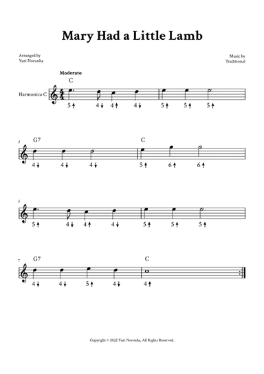 Mary Had a Little Lamb - For Harmonica in C