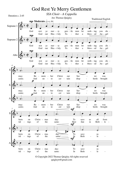 God Rest Ye Merry Gentlemen (SSA a cappella)