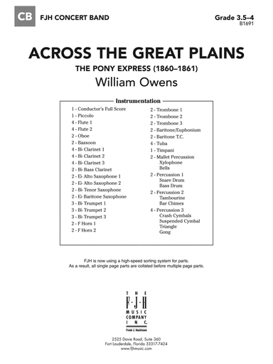 Across The Great Plains: Score