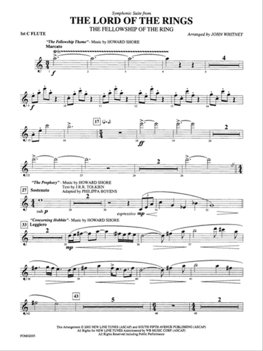 The Lord of the Rings: The Fellowship of the Ring, Symphonic Suite from: Flute