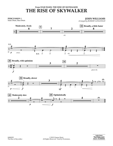 The Rise of Skywalker (from Star Wars: The Rise of Skywalker) - Percussion 1