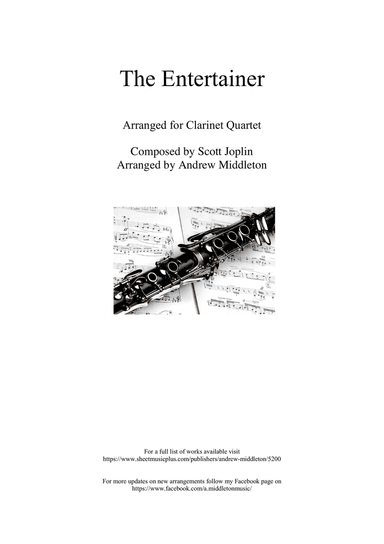 The Entertainer arranged for Clarinet Quartet