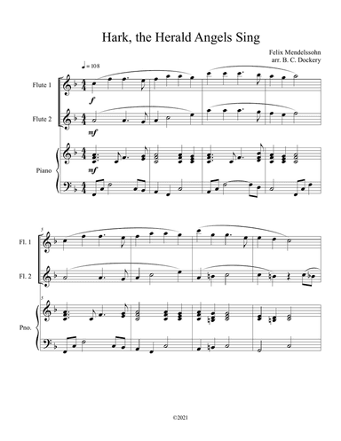 Hark, the Herald Angels Sing (Flute Duet with Piano Accompaniment)
