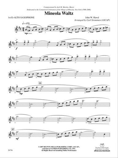 Mineola Waltz: E-flat Alto Saxophone