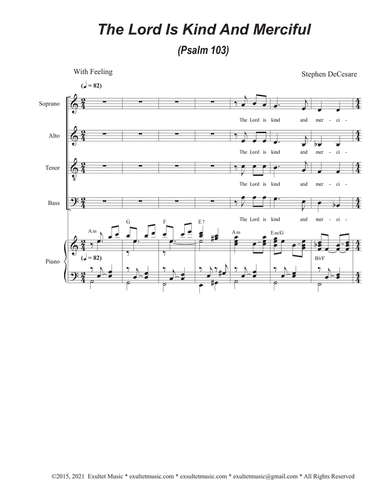 The Lord Is Kind And Merciful (Psalm 103) (Vocal Quartet - (SATB)