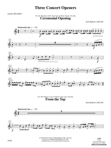 Three Concert Openers: 2nd B-flat Trumpet
