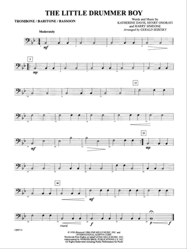 The Little Drummer Boy: 1st Trombone