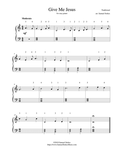 Give Me Jesus - for easy piano