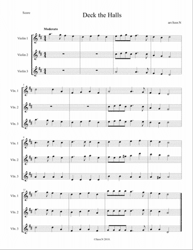 Deck The Halls for Violin Trio