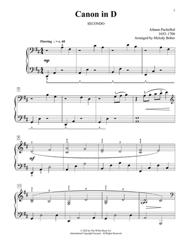 Canon In D (arr. Melody Bober)