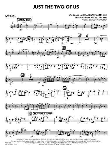 Just the Two of Us (arr. John Wasson) - Alto Sax 1