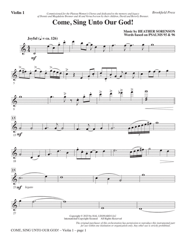Come, Sing Unto Our God! - Violin 1