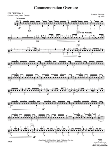 Commemoration Overture: 1st Percussion