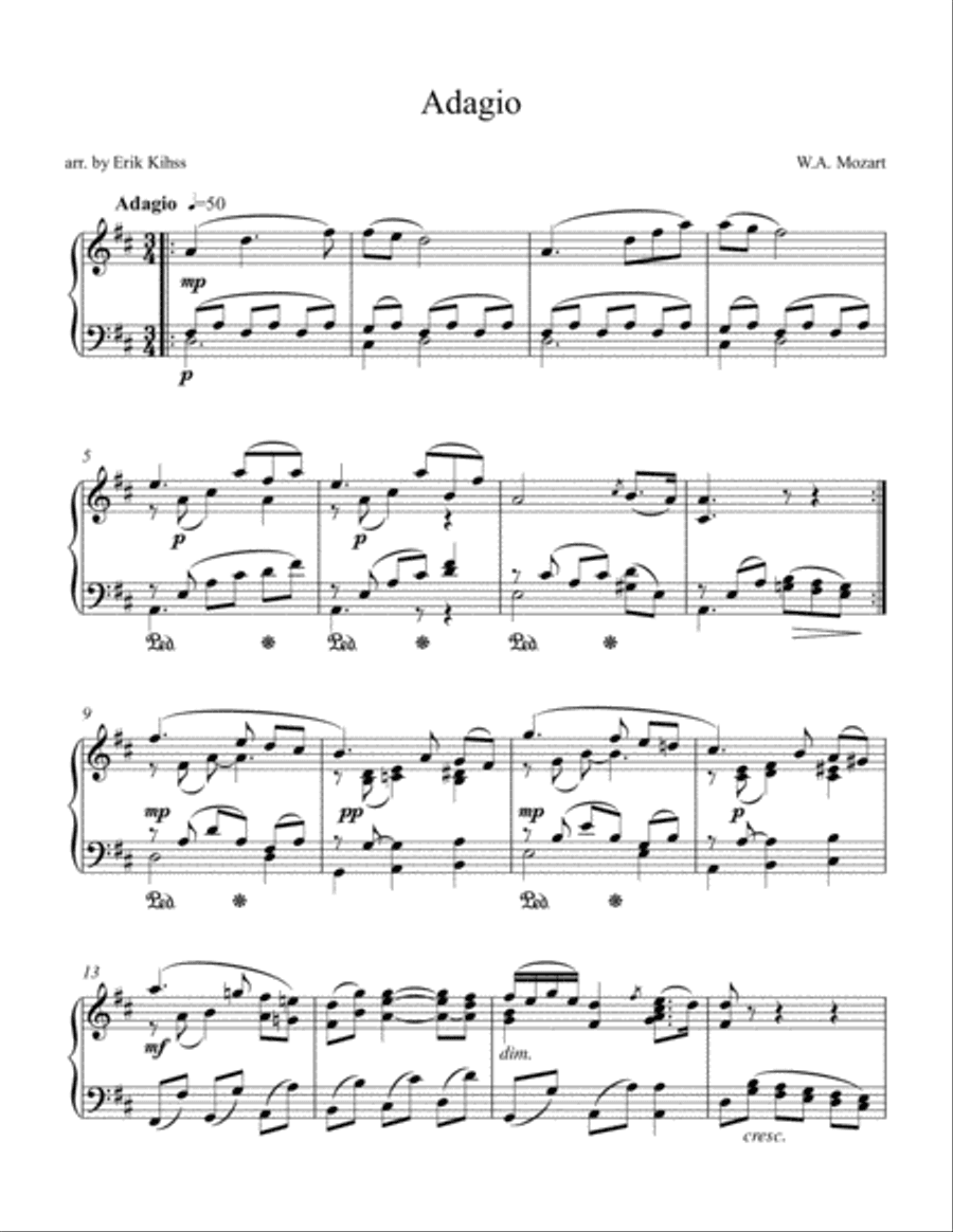 Mozart Adagio - Intermediate Piano