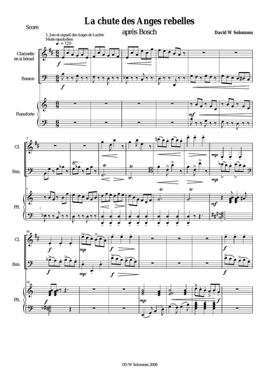 La Chute des Anges rebelles - The Fall of the rebel Angels - for clarinet, bassoon and piano