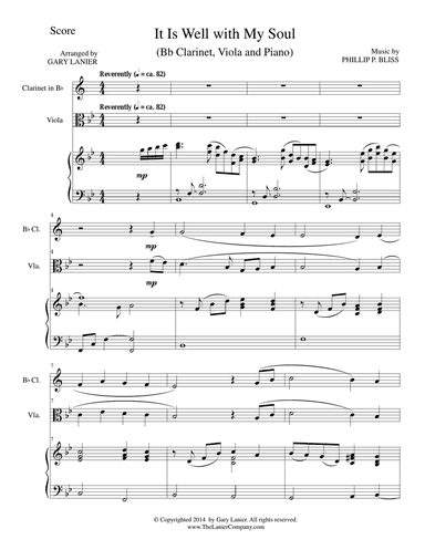 IT IS WELL WITH MY SOUL (Trio - Bb Clarinet, Viola, Piano with Score and Parts)