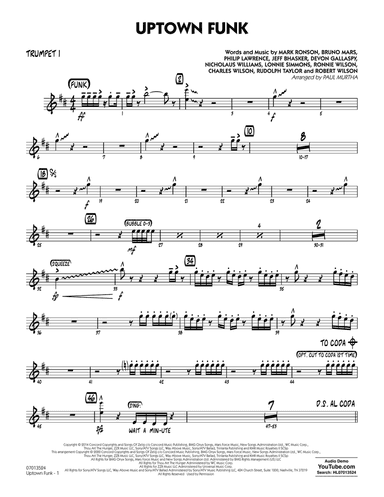 Uptown Funk (feat. Bruno Mars) (arr. Paul Murtha) - Trumpet 1
