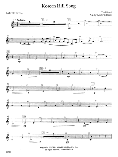 Korean Hill Song: Baritone T.C.