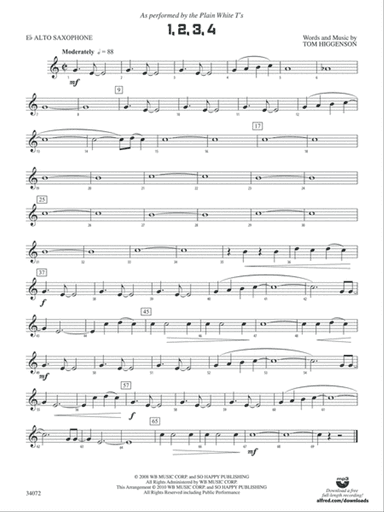 1, 2, 3, 4: E-flat Alto Saxophone
