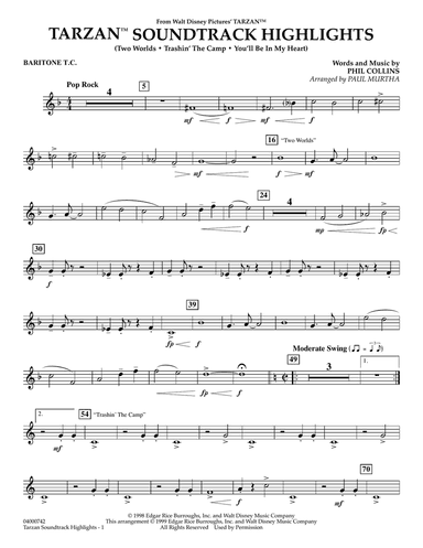 Tarzan Soundtrack Highlights (from Disney's Tarzan) (arr. Paul Murtha) - Baritone T.C.