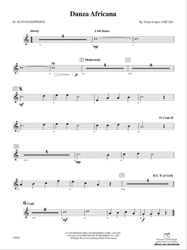 Danza Africana: E-flat Alto Saxophone