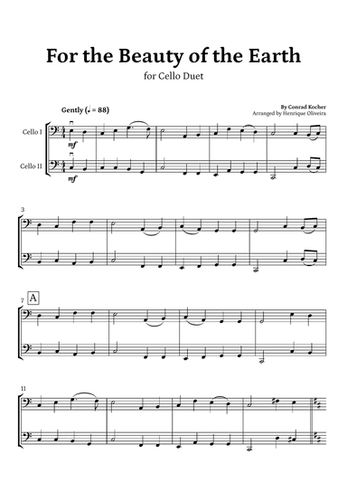 For the Beauty of the Earth (for Cello Duet) - Easter Hymn
