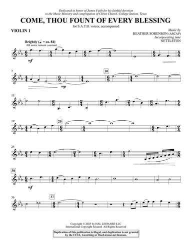 Come, Thou Fount Of Every Blessing - Violin 1