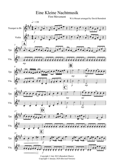 Eine Kleine Nachtmusik (1st movement) for Trumpet and Violin Duet