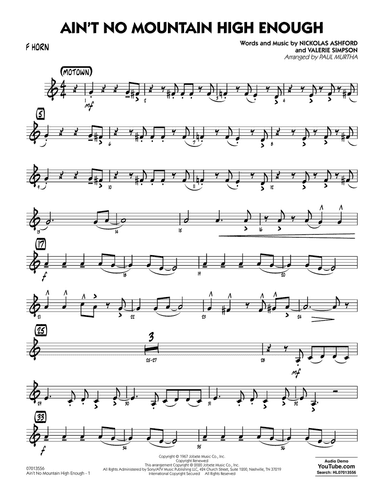 Ain't No Mountain High Enough (arr. Paul Murtha) - F Horn